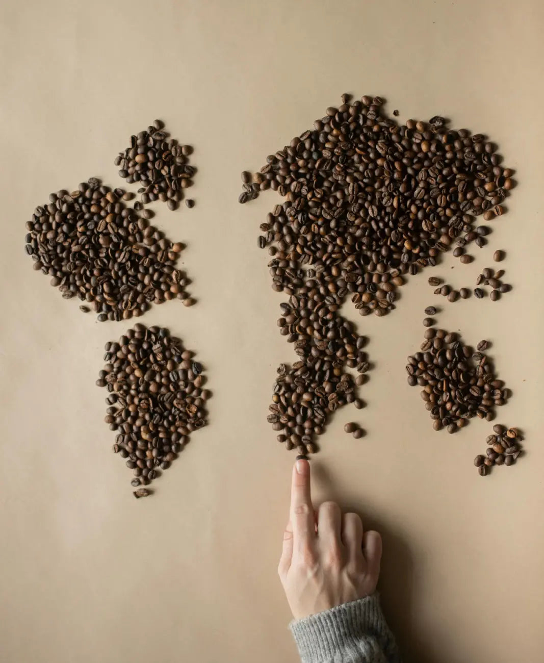 Kaffee Karte mit Kaffeebohnen gebastelt